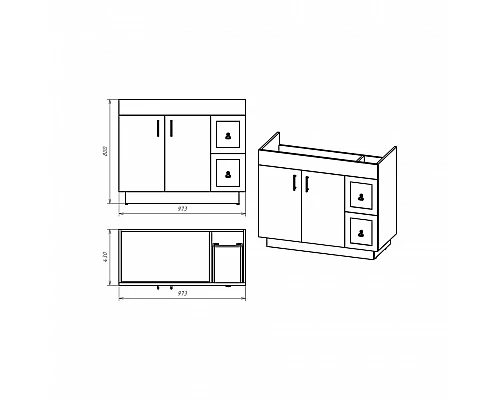 Приобрести Амбра -100 тумба белая с 2 ящ. / раковина в магазине сантехники Santeh-Crystal.ru