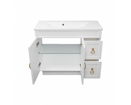 Приобрести Амбра -100 тумба белая с 2 ящ. / раковина в магазине сантехники Santeh-Crystal.ru