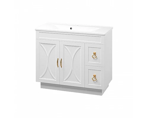 Приобрести Амбра -100 тумба белая с 2 ящ. / раковина в магазине сантехники Santeh-Crystal.ru