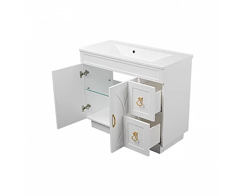 Приобрести Амбра -100 тумба белая с 2 ящ. / раковина в магазине сантехники Santeh-Crystal.ru