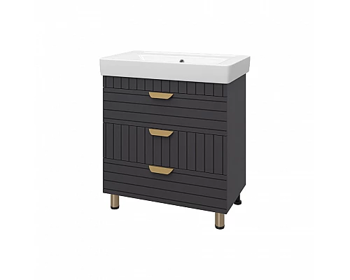Приобрести GLOSTER - 80 Тумба с 3 ящ. напольная, графит / раковина в магазине сантехники Santeh-Crystal.ru