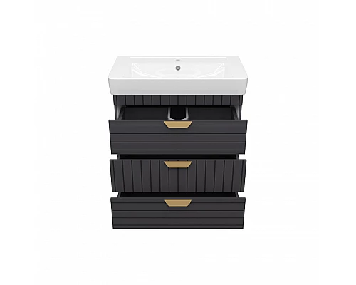 Приобрести GLOSTER - 80 Тумба с 3 ящ. напольная, графит / раковина в магазине сантехники Santeh-Crystal.ru