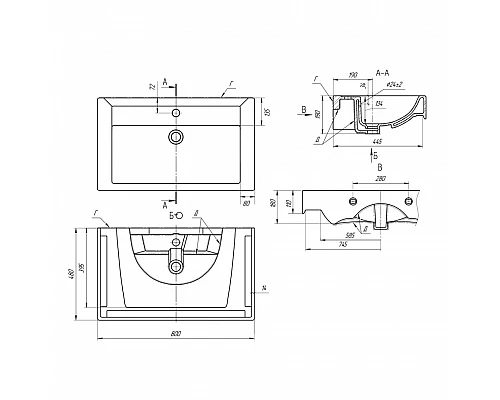 Приобрести GLOSTER - 80 Тумба с 3 ящ. напольная, графит / раковина в магазине сантехники Santeh-Crystal.ru