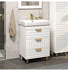 GLOSTER - 60 Тумба с 3 ящ. напольная, белый / раковина