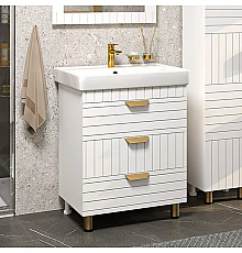 GLOSTER - 70 Тумба с 3 ящ. напольная, белый / раковина