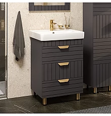 GLOSTER - 60 Тумба с 3 ящ. напольная, графит / раковина