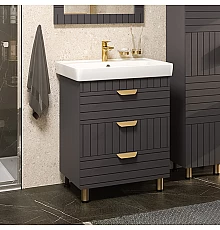 GLOSTER - 70 Тумба с 3 ящ. напольная, графит / раковина