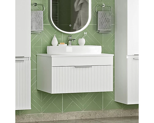 Заказать ENFIDA - 70 Тумба подвесная белая мат. эмаль 1 ящ. / раковина в магазине сантехники Santeh-Crystal.ru