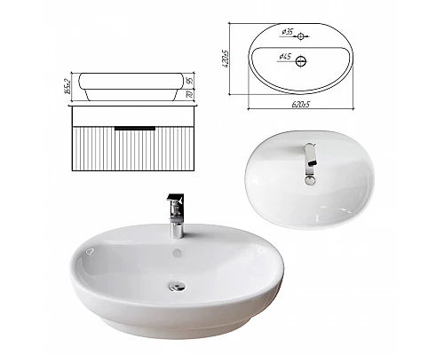 Заказать ENFIDA - 70 Тумба подвесная белая мат. эмаль 1 ящ. / раковина в магазине сантехники Santeh-Crystal.ru