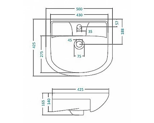 Купить Ладога - 50 Тумба прямая/раковина в магазине сантехники Santeh-Crystal.ru