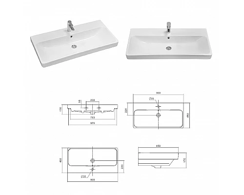 Купить Адриана - 90 Тумба подвесная с 2 ящ. / раковина в магазине сантехники Santeh-Crystal.ru