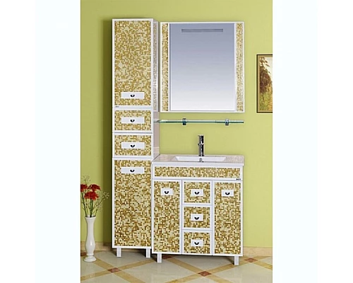 Купить Морена - 90 Зеркало с полкой золотая мозайка в магазине сантехники Santeh-Crystal.ru