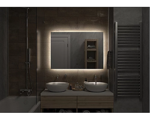 Заказать НЕМБУС -1000х700 Зеркало Led, ореол с бесконт.сенс., холод.подсветка с подогревом (Треже ЗЛП400) в магазине сантехники Santeh-Crystal.ru