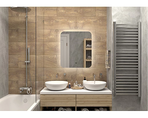 Заказать АДХИЛ - 600х700 Зеркало Led, ореол с бесконт.сенс., холод.подсветка с подогревом (Бурже ЗЛП531) в магазине сантехники Santeh-Crystal.ru