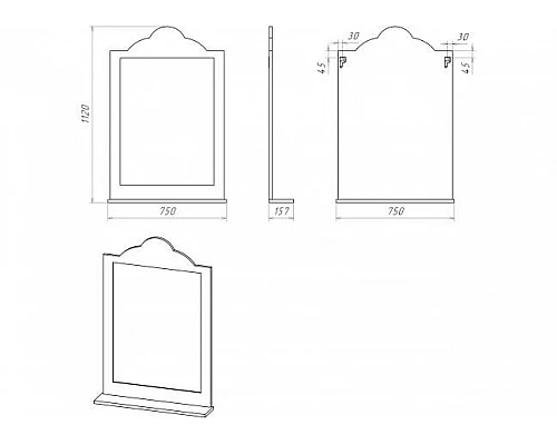 Купить Roma - 75 Зеркало ясень патина со светильником в магазине сантехники Santeh-Crystal.ru