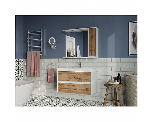 Купить Адриана - 90 Зеркало-шкаф с полочкой правое в магазине сантехники Santeh-Crystal.ru