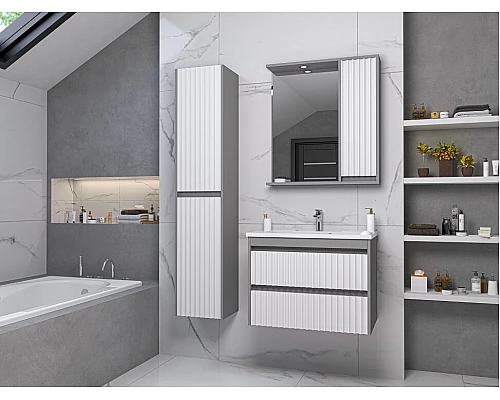 Купить BALATON - 80 Зеркало-шкаф правый,  комбинированный в магазине сантехники Santeh-Crystal.ru