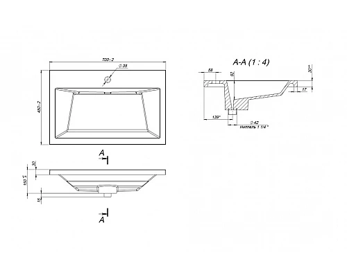 Раковина для ванной Uperwood Olivia 70 см, черная глянцевая