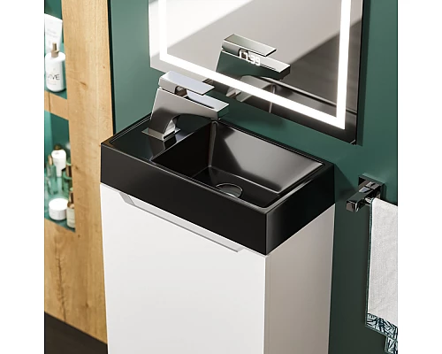 Раковина для ванной Uperwood Classic New 40 см, черная глянцевая, с накладкой для слива