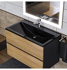 Раковина для ванной полувстраиваемая Uperwood Self 80 см, черная глянцевая