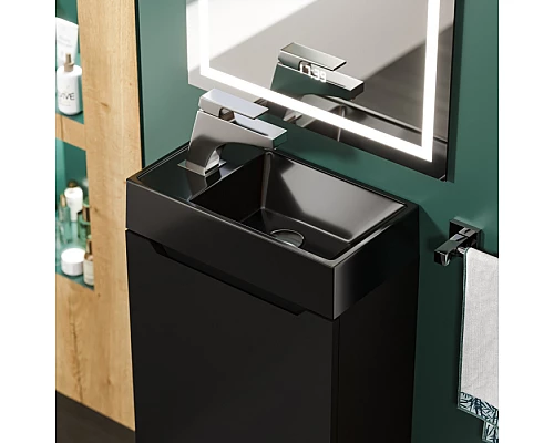 Раковина для ванной Uperwood Classic New 40 см, черная глянцевая, с накладкой для слива