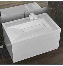 Раковина для ванной полувстраиваемая Uperwood Lotus (80 см, прямоугольная, белая глянцевая)
