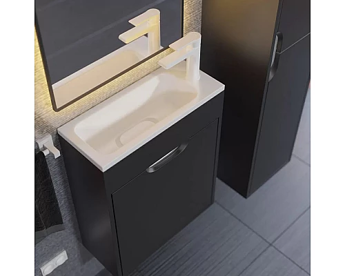 Заказать Тумба под раковину для ванной Uperwood Modul (50 см, подвесная, матовая, черная) в магазине сантехники Santeh-Crystal.ru