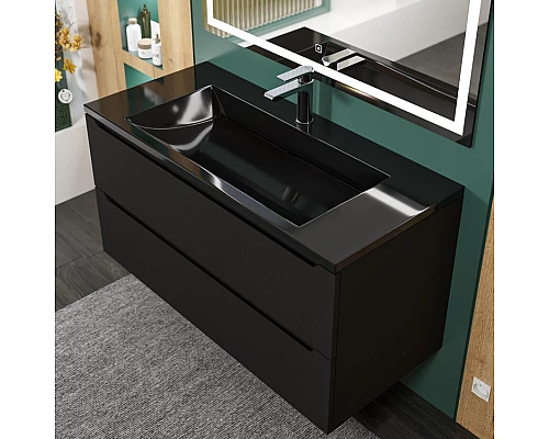 Раковина для ванной полувстраиваемая Uperwood Infinity 100х45х15,3 см, черная глянцевая