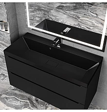 Раковина для ванной Uperwood Classic New 100 см, черная глянцевая, с накладкой для слива