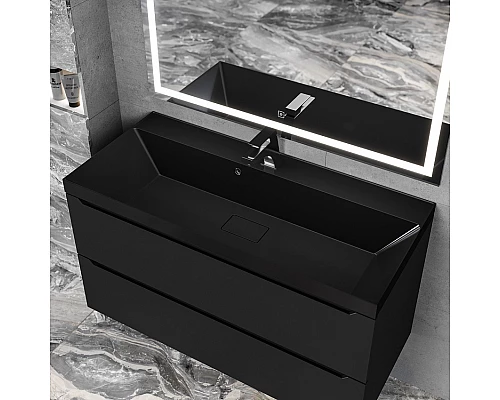 Раковина для ванной Uperwood Classic New 100 см, черная глянцевая, с накладкой для слива