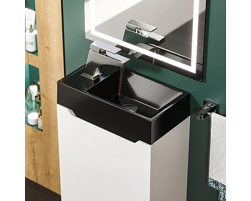 Раковина для ванной Uperwood Classic New 40 см, черная глянцевая, с накладкой для слива