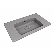 Раковина кварцевая для ванной Uperwood Lagoon Quartz (80 см, прямоугольная, серая матовая, серый шелк)