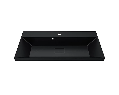 Раковина для ванной Uperwood Classic New 100 см, черная глянцевая, с накладкой для слива