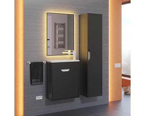 Заказать Тумба под раковину для ванной Uperwood Modul (50 см, подвесная, матовая, черная) в магазине сантехники Santeh-Crystal.ru