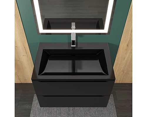 Раковина для ванной полувстраиваемая Uperwood Infinity 70х45х16,4 см, черная глянцевая