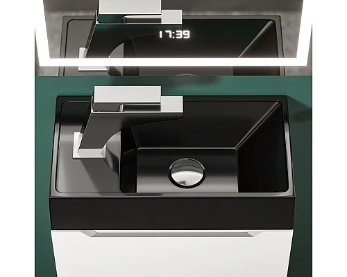 Раковина для ванной Uperwood Classic New 40 см, черная глянцевая, с накладкой для слива