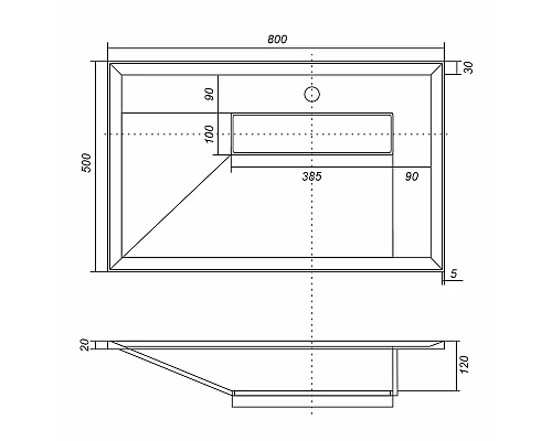 Раковина для ванной полувстраиваемая Uperwood Lotus (80 см, прямоугольная, белая глянцевая)