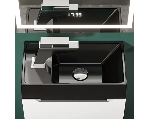 Раковина для ванной Uperwood Classic New 40 см, черная глянцевая, с накладкой для слива