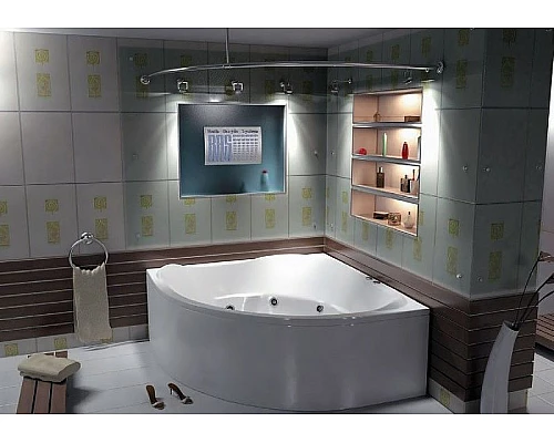 Приобрести Карниз для ванны Bas Ривьера 161x161 КО00287 Хром в магазине сантехники Santeh-Crystal.ru