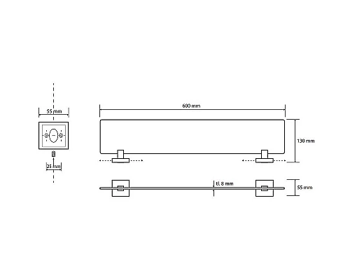 Купить Стеклянная полка Bemeta Beta 132102042 Хром в магазине сантехники Santeh-Crystal.ru