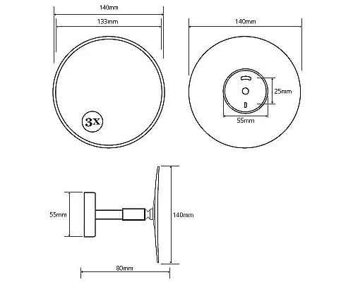 Заказать Косметическое зеркало Bemeta Cosmetic mirrors 112101121 с увеличением Хром в магазине сантехники Santeh-Crystal.ru
