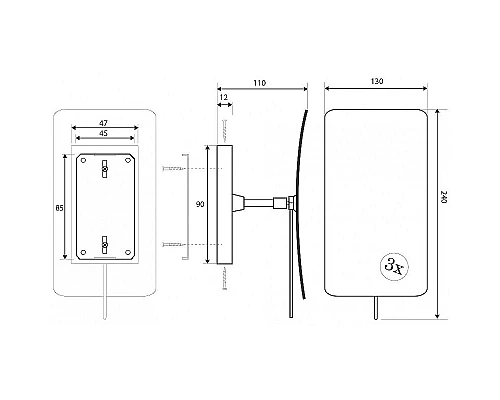 Заказать Косметическое зеркало Bemeta Cosmetic mirrors 112201222 с увеличением Хром в магазине сантехники Santeh-Crystal.ru