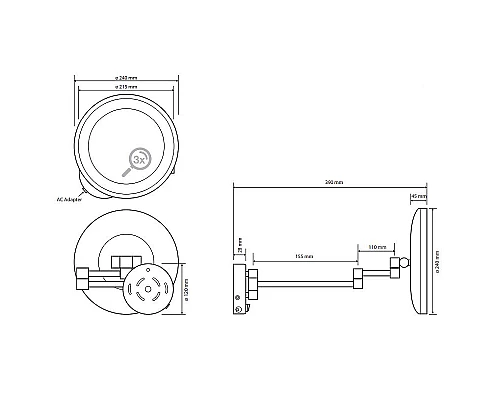 Приобрести Косметическое зеркало Bemeta Cosmetic mirrors 116401772 с подсветкой с увеличением Хром в магазине сантехники Santeh-Crystal.ru