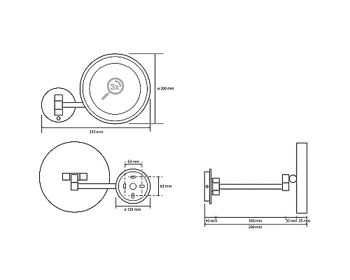 Приобрести Косметическое зеркало Bemeta Cosmetic mirrors 116201772 с подсветкой с увеличением Хром в магазине сантехники Santeh-Crystal.ru