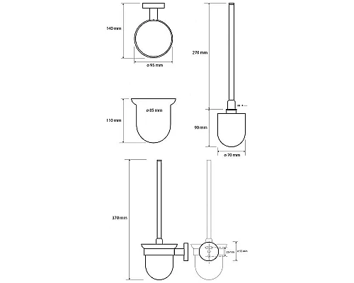 Приобрести Ершик для унитаза Bemeta Dark 104113010 Черный в магазине сантехники Santeh-Crystal.ru