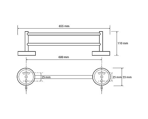 Купить Полотенцедержатель Bemeta Dark 104204050 двойной Черный в магазине сантехники Santeh-Crystal.ru