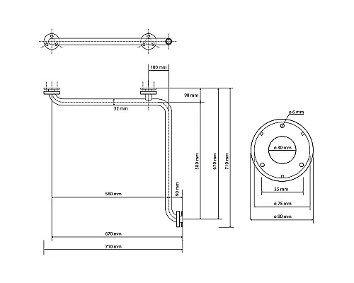 Приобрести Поручень Bemeta Help 301102033 угловой Белый в магазине сантехники Santeh-Crystal.ru