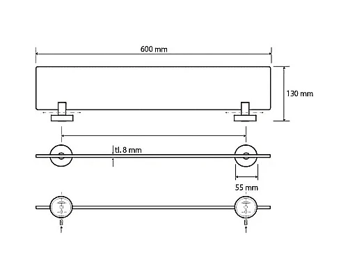 Приобрести Стеклянная полка Bemeta Neo 104102045 Нержавеющая сталь в магазине сантехники Santeh-Crystal.ru