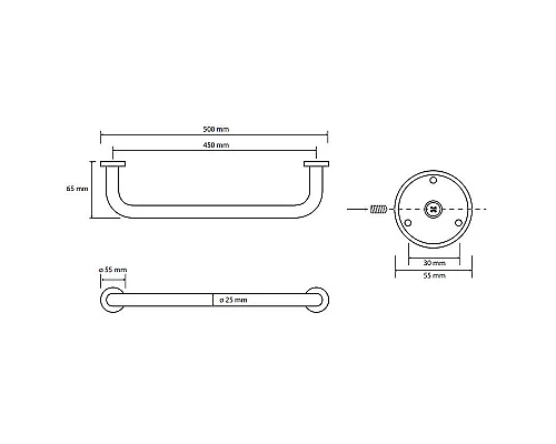 Купить Поручень Bemeta Omega 102307052 Хром в магазине сантехники Santeh-Crystal.ru