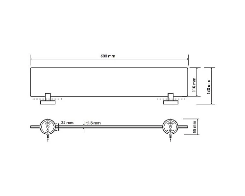 Купить Стеклянная полка Bemeta Omega 104102042 Хром в магазине сантехники Santeh-Crystal.ru